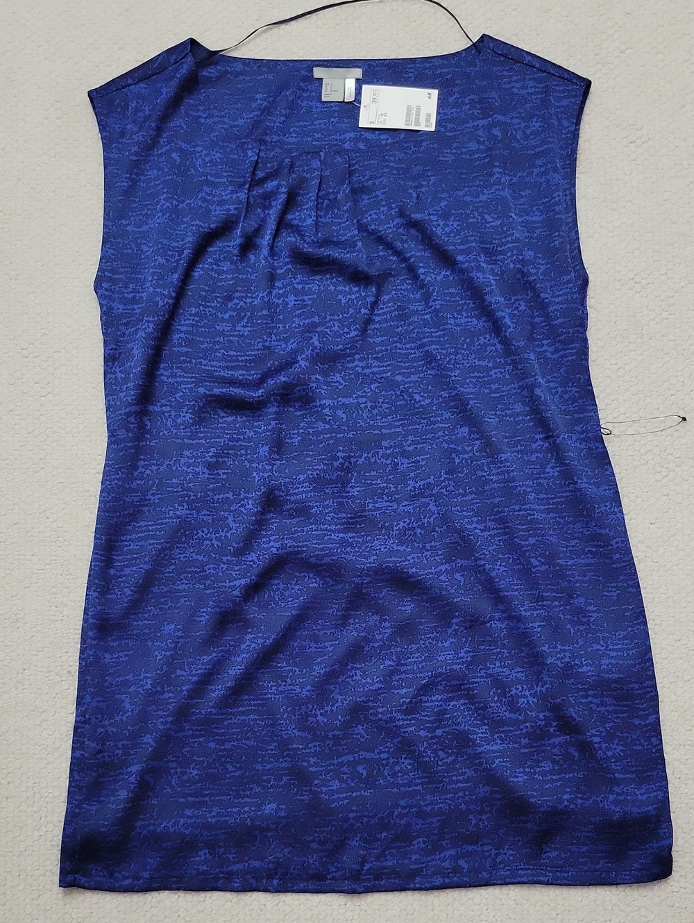 H&M Navy Blue Printed Sleeveless One Pieces Dress
